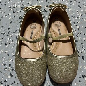 Wonder Nation Gold Dress Shoes with Elastic Strap